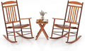 Tangkula 3-Piece Outdoor Poplar Wood Rocking Bistro Set, High Back Front Porch by TANGKULA