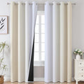 Estelar Textiler Beige and Greyish White Blackout Curtains 108 Inches Long by ESTELARTEXTILER