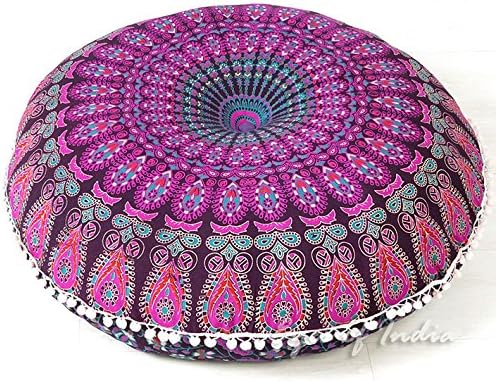 32" Purple Pink Mandala Floor Pillow Cover Meditation Cushion Seating Throw - Image 3
