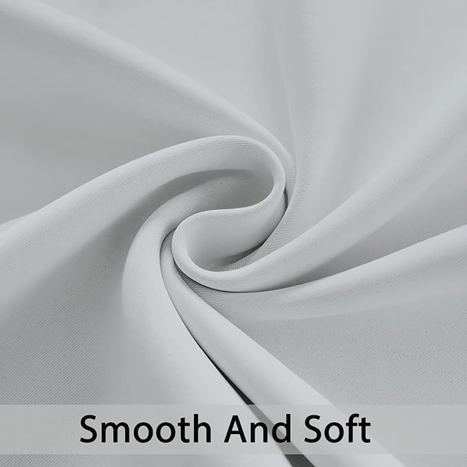 Yakamok Greyish White Curtains for Bedroom, Grommet Thermal Insulated Room - Image 6