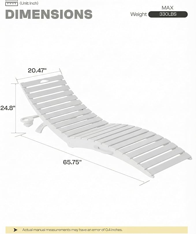 Folding HDPE Pool Lounge Chairs Set of 6, Pre-Assembled Outdoor Chaise Lounge - Image 2