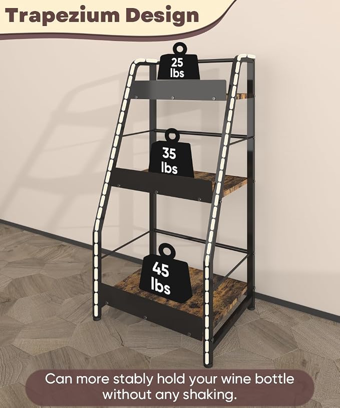 3-Tier Liquor Stand for Home Bar, Trapezoid Freestanding Whisky Bottle Holder - Image 3
