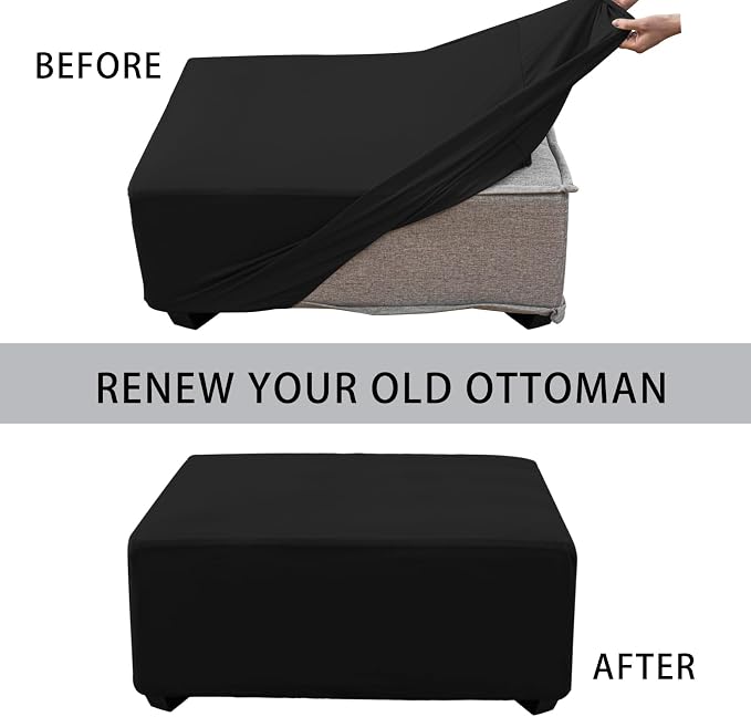 Super Stretch 40x40x15 inch Square Ottoman Cover- Soft Form Fit Ottoman Cover - Image 4