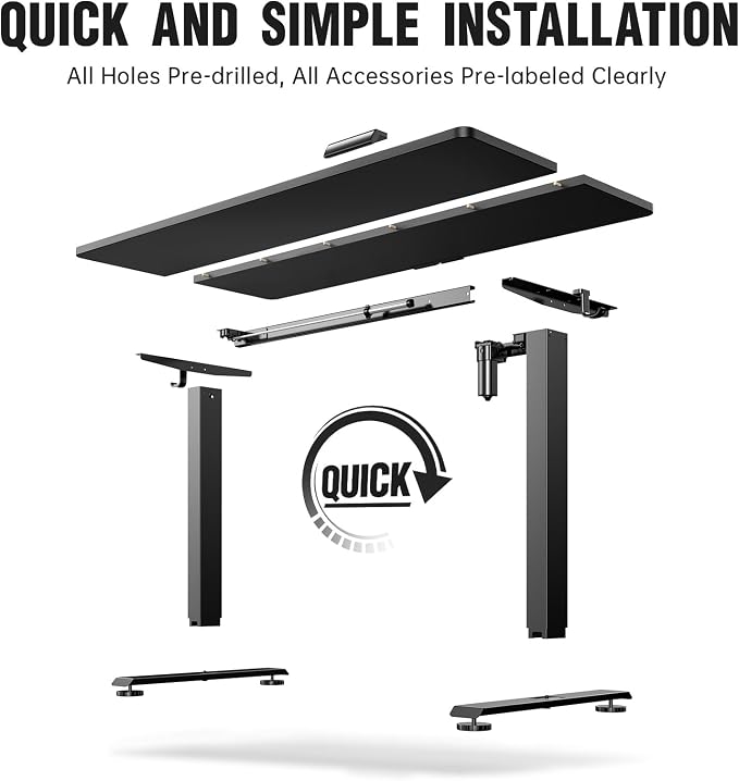 Veken 63x23.6 Inch Large Electric Standing Desk, Heights Adjustable, Sit to - Image 4