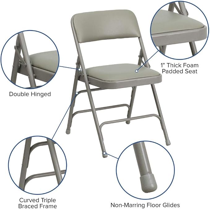 Flash Furniture 4 Pack HERCULES Series Curved Triple Braced & Double Hinged - Image 4