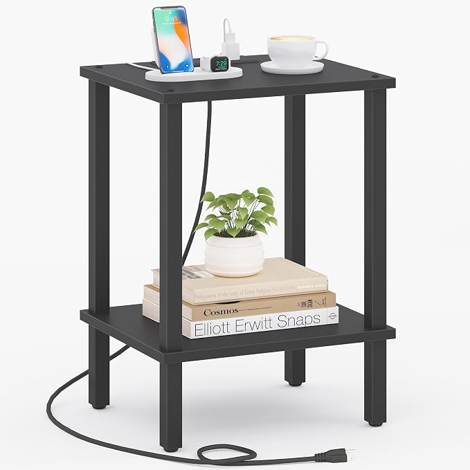 TUTOTAK End Table with Charging Station, Side Table with USB Ports and Outlets by ChoosetutotakFurnitureBuildYourCozyHome