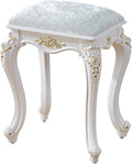 Vintage Vanity Stool, Rectangular & Round Makeup Stool, 17 Inch Sitting Height by Unknown