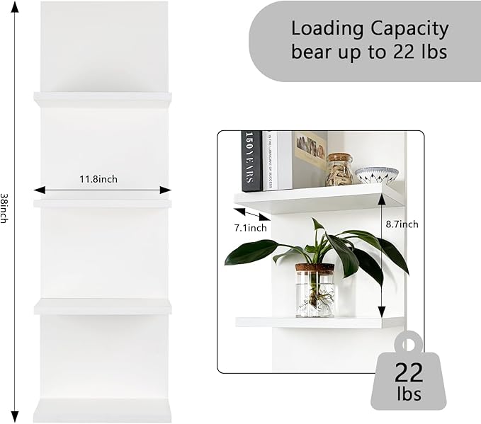 Homaterial 4 Tiers Floating Shelves, Modern Wall Mounted Shelf Storage Shelves - Image 3