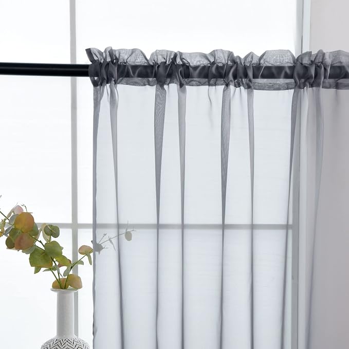 SpaceDresser Basic Rod Pocket Sheer Voile Window Curtain Panels White 1 Pair 2 - Image 4