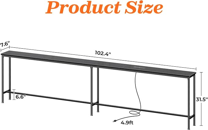SUPERJARE 102.4 Inch Sofa Table - Image 3