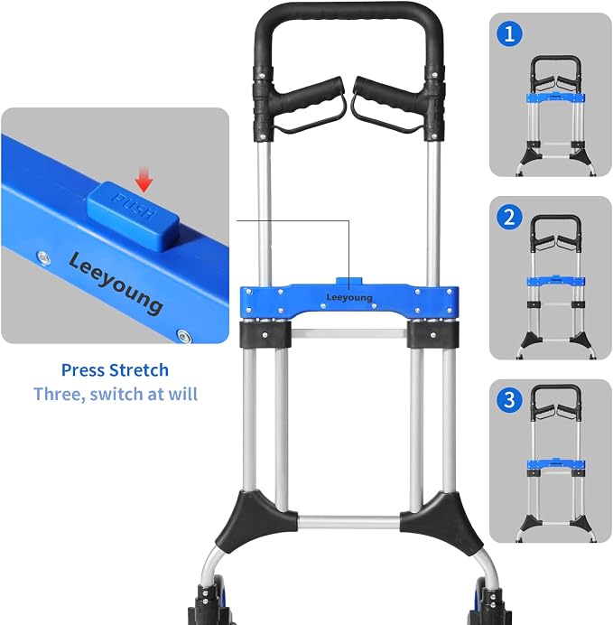 Folding Hand Trucks Heavy Duty by Leeyoung, 500 lb Aluminium Folding Hand Cart - Image 6