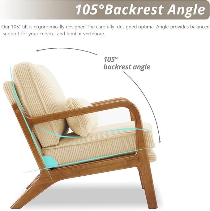 Karl home Mid-Century Modern Accent Chair, Living Room Chairs - Image 5