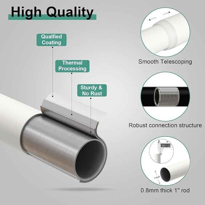 QDWIS 2 Pack Antique White Curtain Rods - Image 5