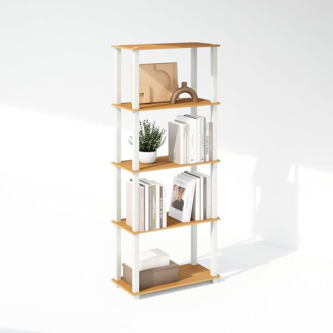 Furinno Turn-S-Tube Storage Shelves Set of 2, 3-Tier Book Shelf, Corner Shelf - Image 3