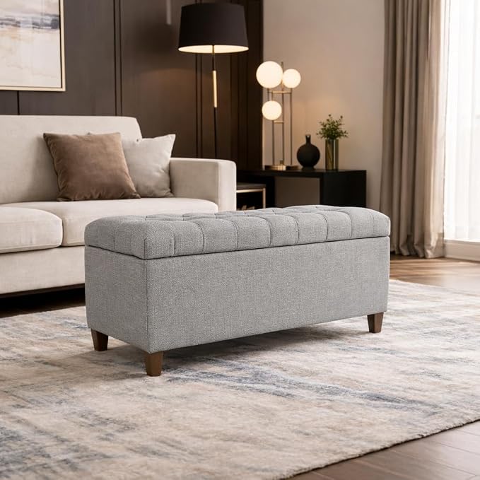 Homepop Home Decor Tufted Ainsley Button Storage Ottoman Bench - Image 4