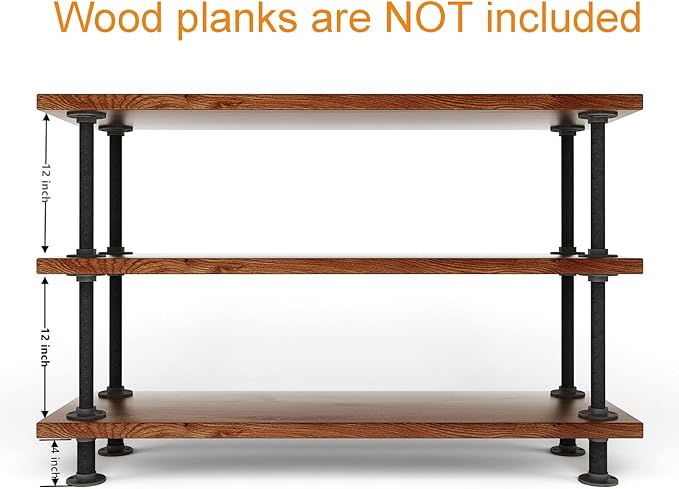 MUZIK 3-Tier Industrial Pipe Table Leg Set, Iron Base Legs Rustic Iron Pipe - Image 3