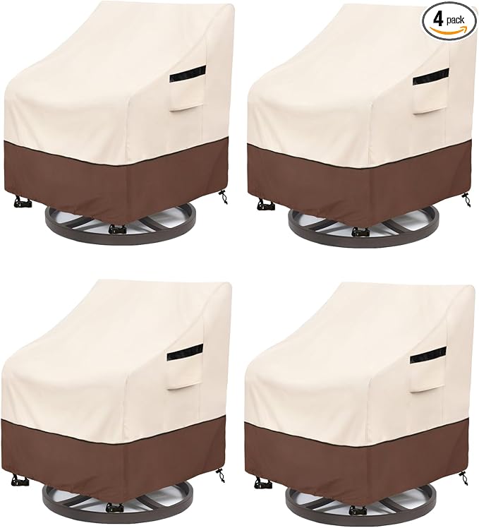 Patio Swivel Chair Cover 4 Pack, Waterproof Heavy Duty Patio Chair Covers by LSongSKY