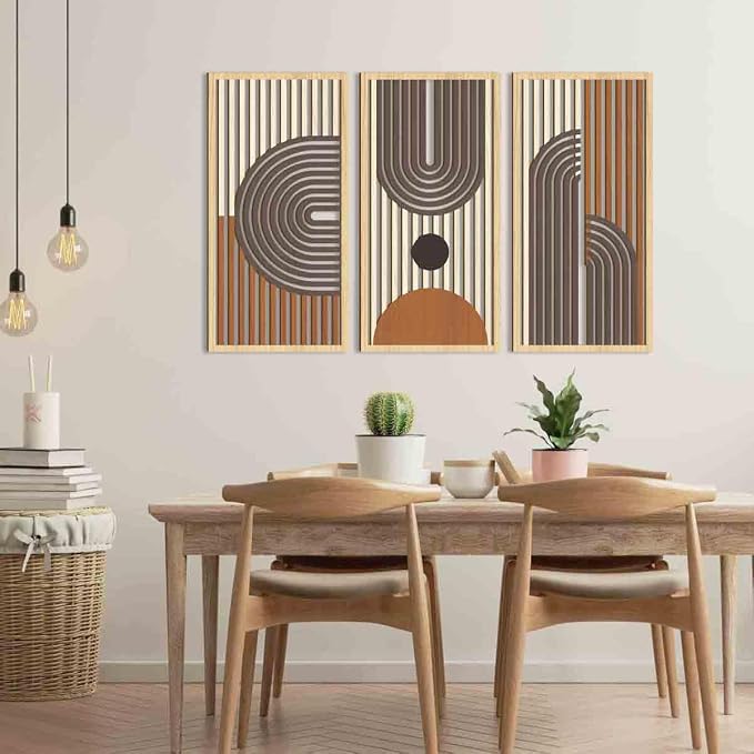 IARTTOP Mid century Modern Decor 16x32 Inch Large Boho Wood Wall Art Abstract - Image 5
