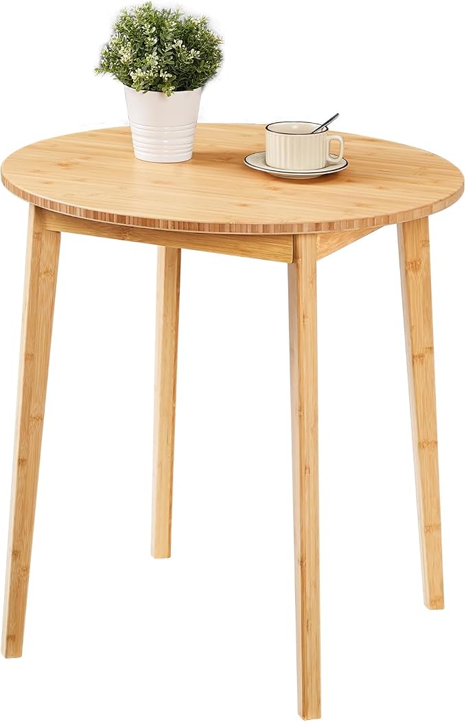 HOOBRO Bamboo Dining Table, Round Dining Table - Image 9