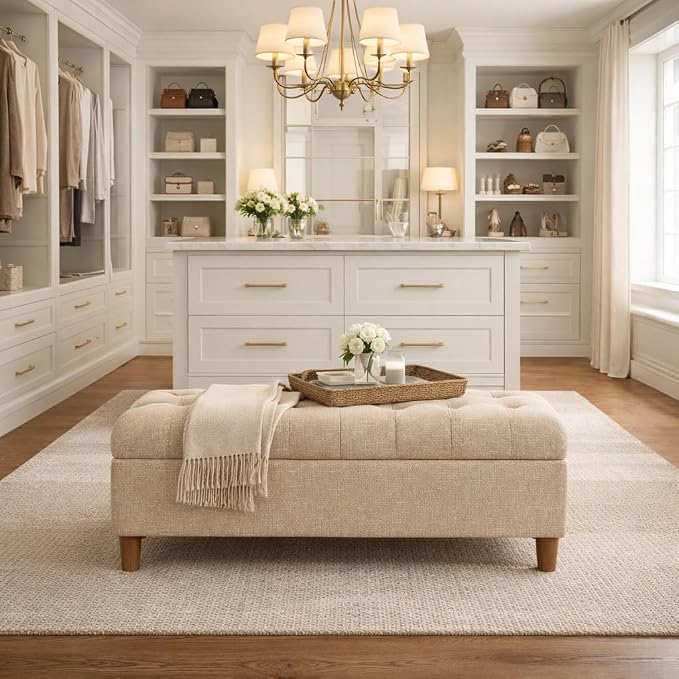 Homepop Home Decor | Tufted Ainsley Button Storage Ottoman Bench - Image 5