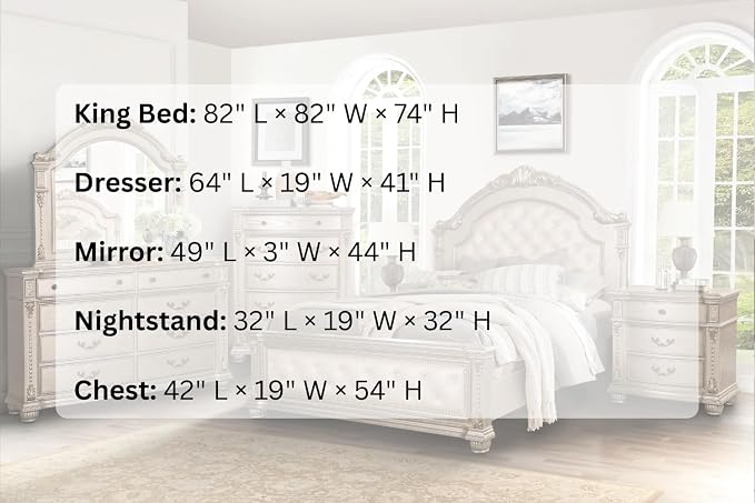 First of a Kind Evelyn Traditional 5 Piece King Bedroom Set - Image 7