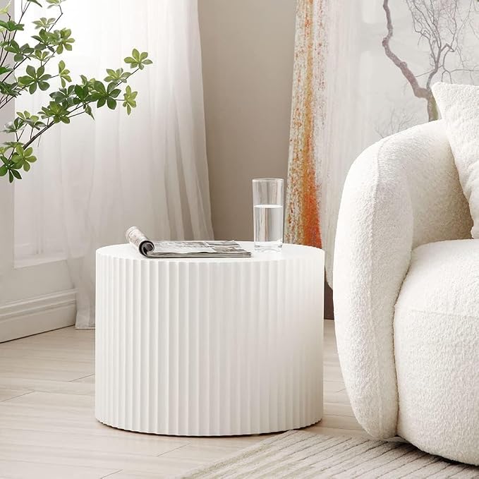 White Round Coffee Table Nesting Coffee Table Set of 2 Contemporary Circle - Image 7
