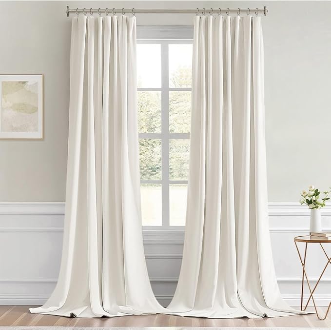 MIULEE Ivory Back Tab Blackout Curtains 108 Inch Long 2 Panels Set - Image 9