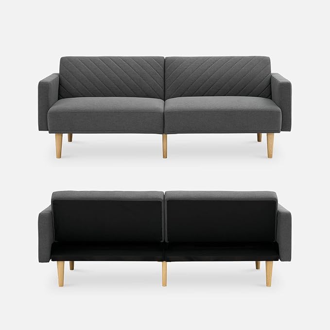 mopio 76.4" Futon Sofa Bed, Sleeper Sofa, Mid Century Modern Futon Couch - Image 7