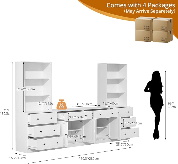 TUSY 71" Large TV Stand Set - Image 2