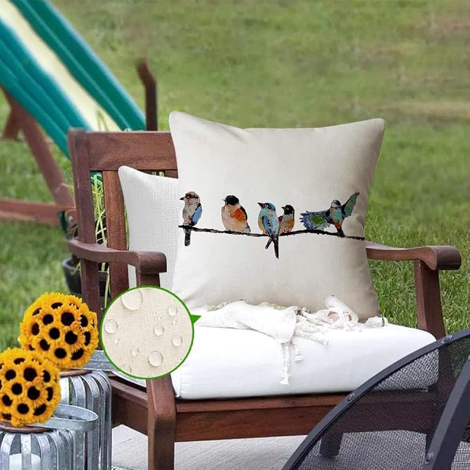 RABUSOFA Outdoor Pillow Covers Waterproof 18x18 Inch, Outdoor Bird Lumbar Throw - Image 4