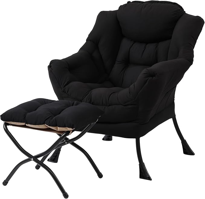 MBOOYOME Lazy Chair with Folding Ottoman, Modern Accent Lounge Armchair with by MBOOYOME