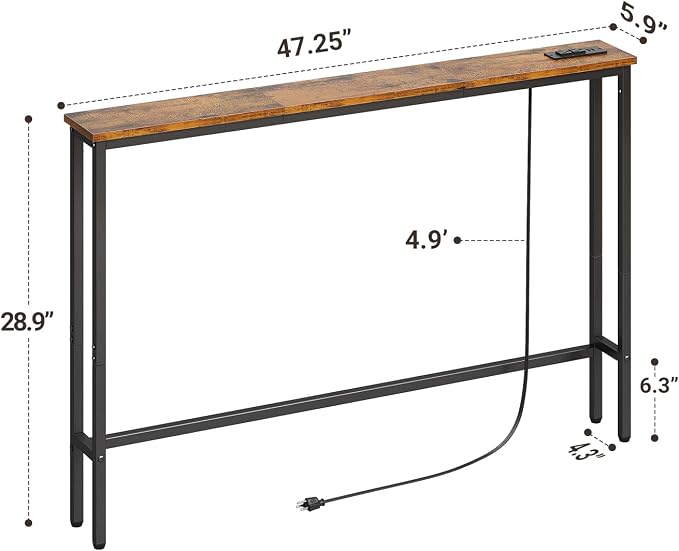 ELYKEN 47.2" Narrow Console Sofa Table - Image 3