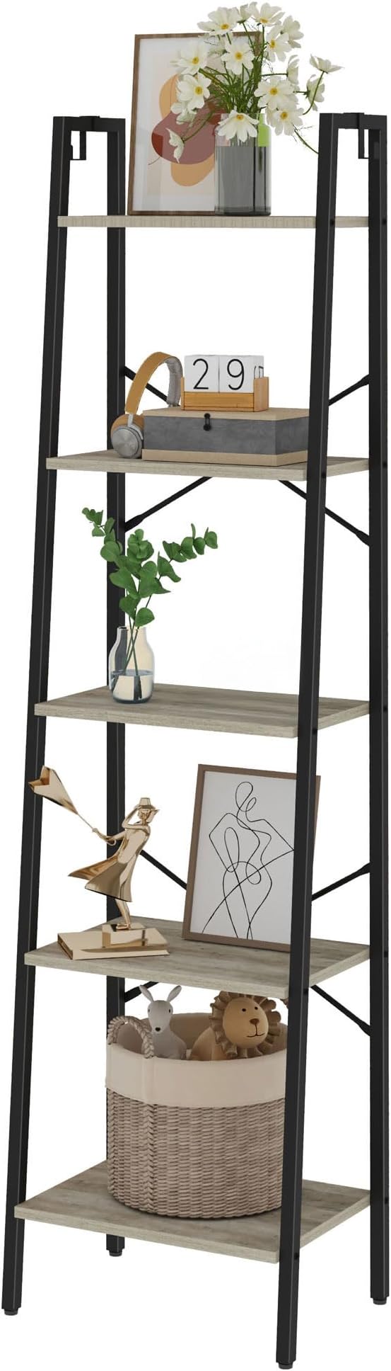 Hzuaneri Ladder Shelf, Bookshelf Bookcase, Freestanding Corner Storage Shelve - Image 8