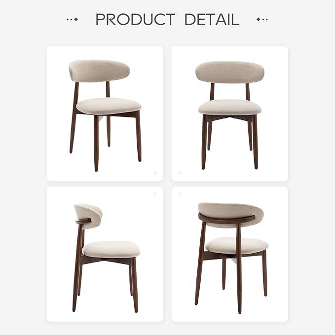 COLAMY Wooden Dining Chairs Set of 4, Modern Fabric Upholstered Kitchen Side - Image 9
