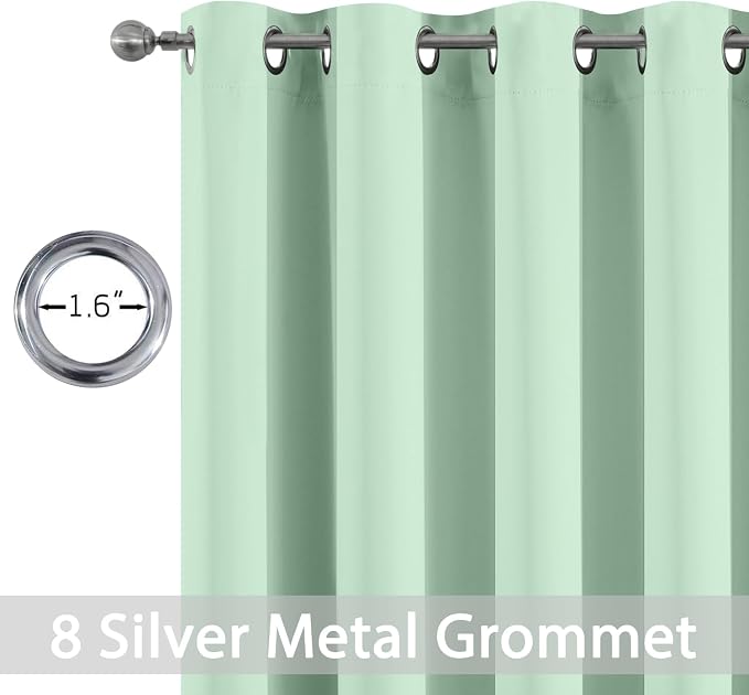 Yakamok Light Sage Green Blackout Curtains-Room Darkening Green Thermal - Image 2