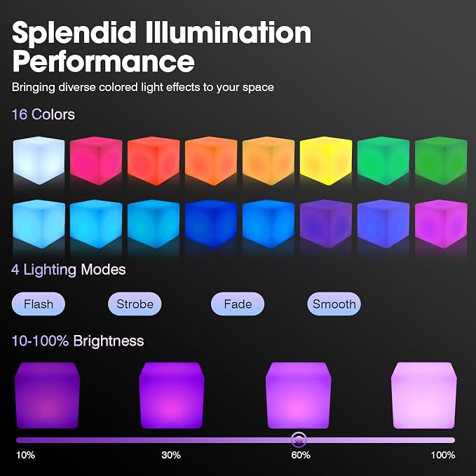 Rechargeable LED Cube Chair, 16 Colors Remote Conctrol Glow Furniture Stool - Image 4