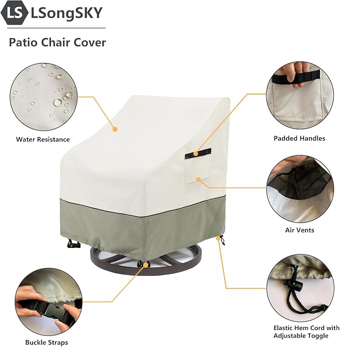 Patio Swivel Chair Cover 4 Pack, Waterproof Heavy Duty Outdoor Chair Covers - Image 3
