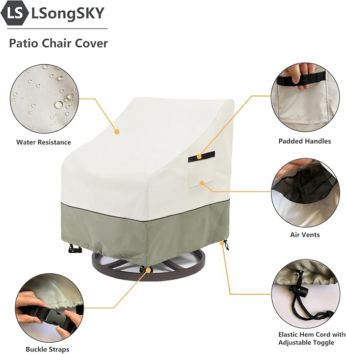 Outdoor Swivel Lounge Chair Cover 2 Pack, 100% Waterproof Heavy Duty Outdoor - Image 4
