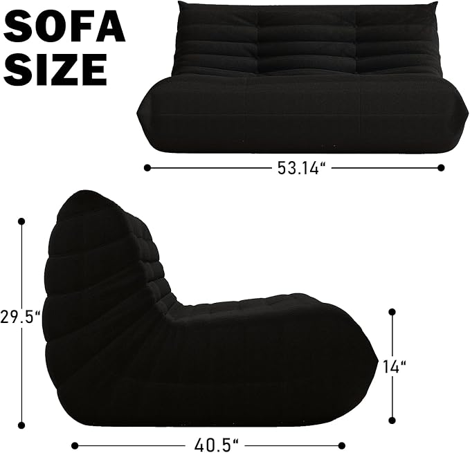 Bean Bag Chair, Loveseat Fireside Chair Bean Bag Sofa Large Bean Bag Chair - Image 2