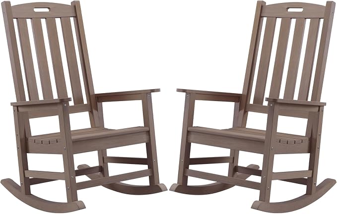 Psilvam Oversized Outdoor Rocking Chair Set of 2, Porch Rocker by PsilvamGardenFurniture