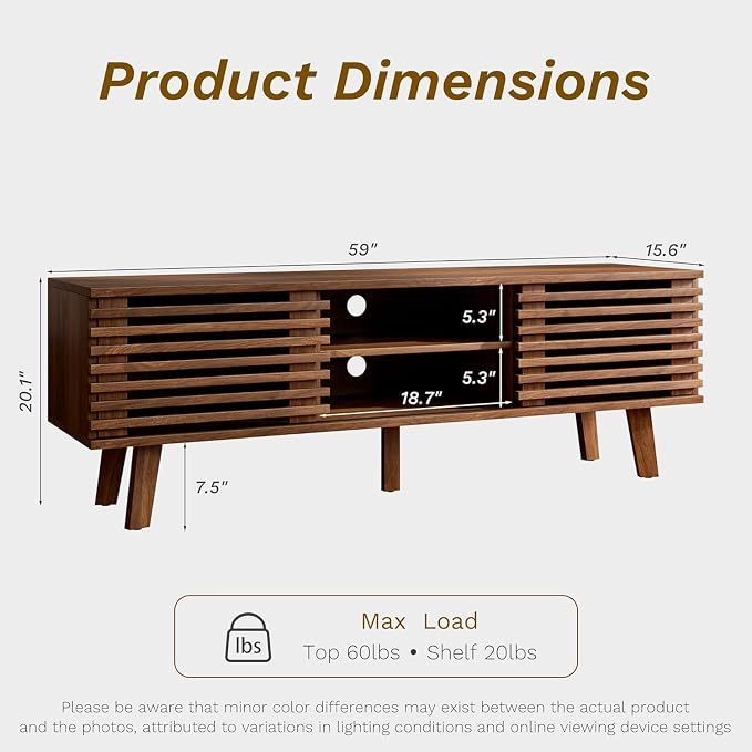 Furniway Mid Century Living Room Table Set of 4, Coffee Table, TV Stand and 2 - Image 2