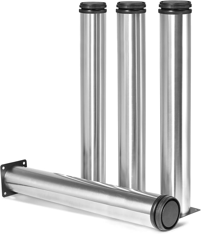 16 Inch Metal Furniture Legs Stainless Steel Adjustable Legs Silver Metal Legs by Masendelk