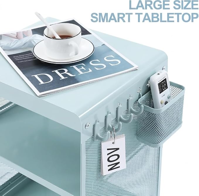 SYKIARIOL Kids Nightstand for Girls, Metal Bedside Table - Image 4