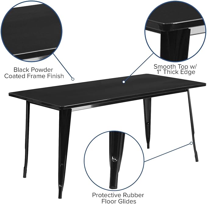 Flash Furniture Charis Commercial Grade 31.5" x 63" Rectangular Black Metal - Image 4