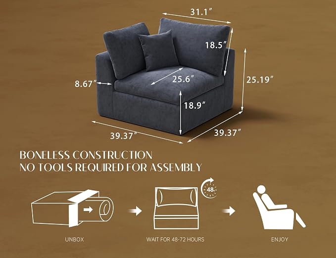 ohllob Corner Seat for Cloud Sectional Couches Living Room, Warm White - Image 2