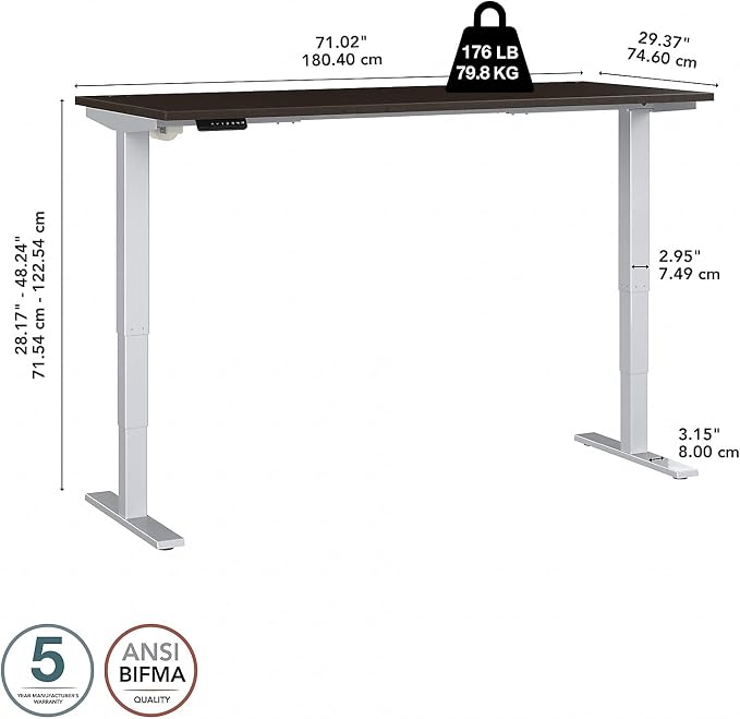 Bush Business Furniture 72-inch Electric Height Adjustable Standing Desk - Image 5