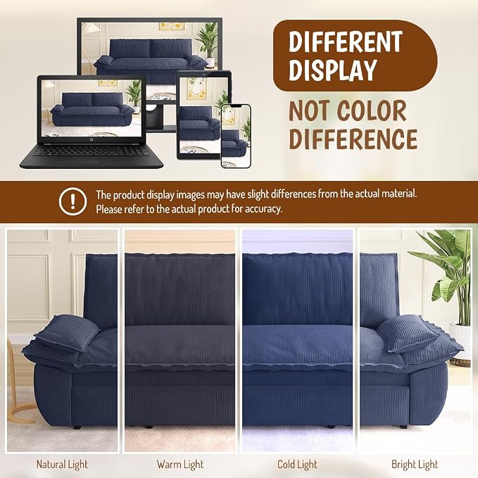 73.2" Sofa Bed Queen, 3-in-1 Pull Out Sofa Bed - Image 4