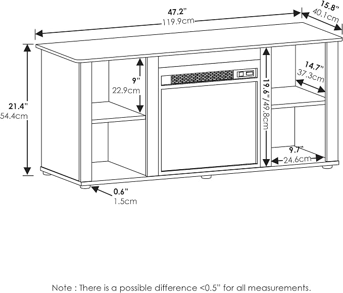 Furinno Jensen Fireplace Entertainment Center TV Stand - Image 3