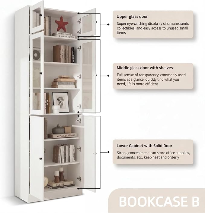 TUSY 85.5" Modern Tall Bookcase - Image 7