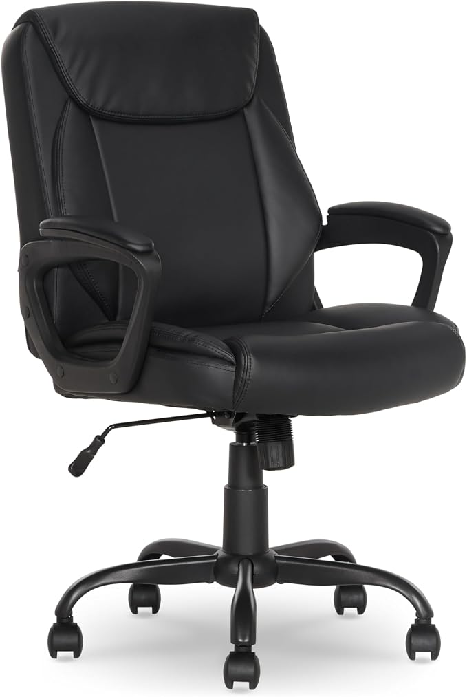 Amazon Basics Classic Puresoft PU Padded Mid-Back Office Desk Chair by AmazonBasics